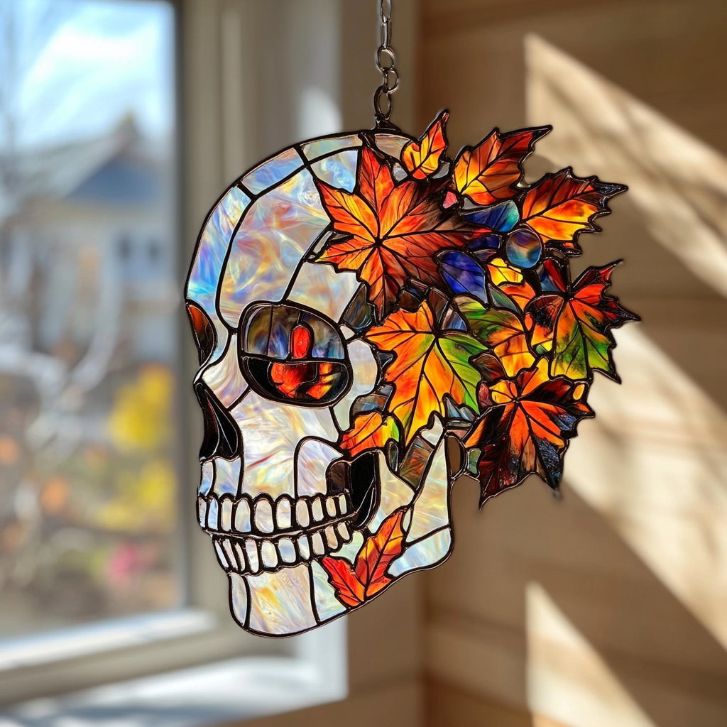 Floral Skull Glow - Window Hanging Suncatcher NCU0PD138