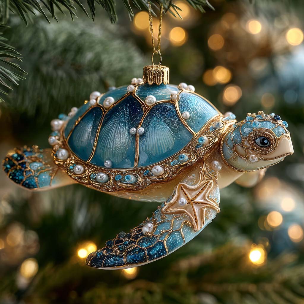 Glitter Sea Turtle Mica Ornament NCU0HT095