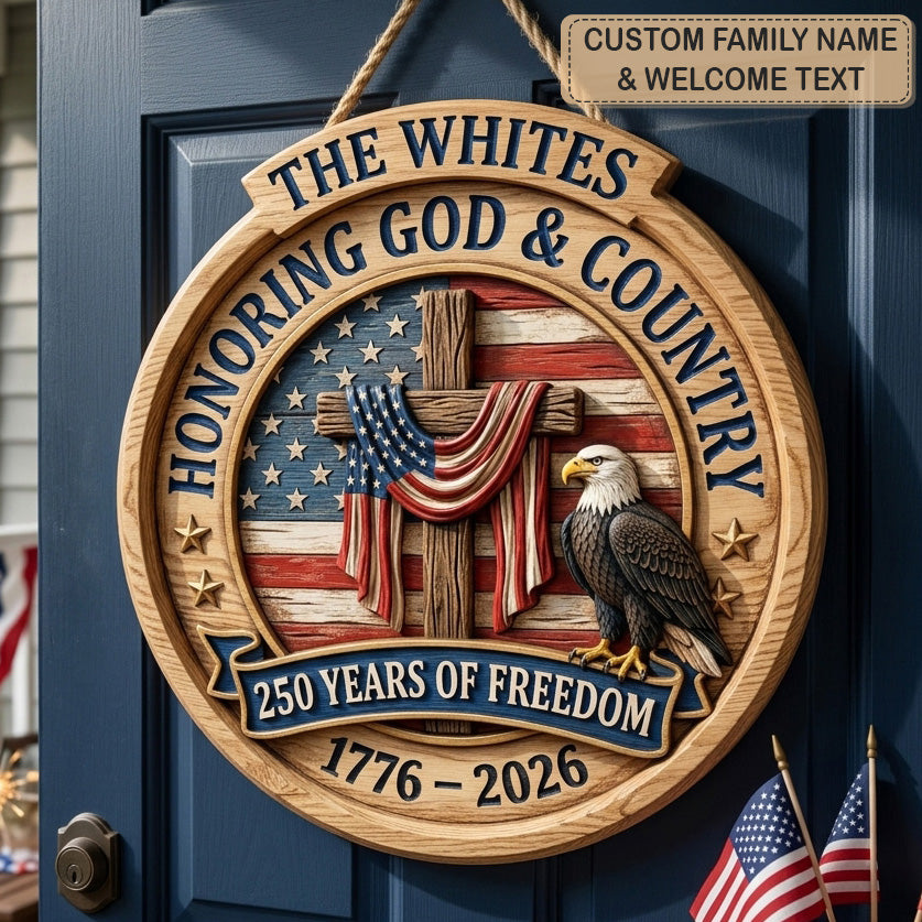 God And Country Personalized Custom Door Sign AGC0VL087