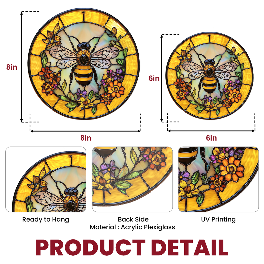 Golden Hive Bloom - Stained Glass Window Hanging Suncatcher NCU0TH022