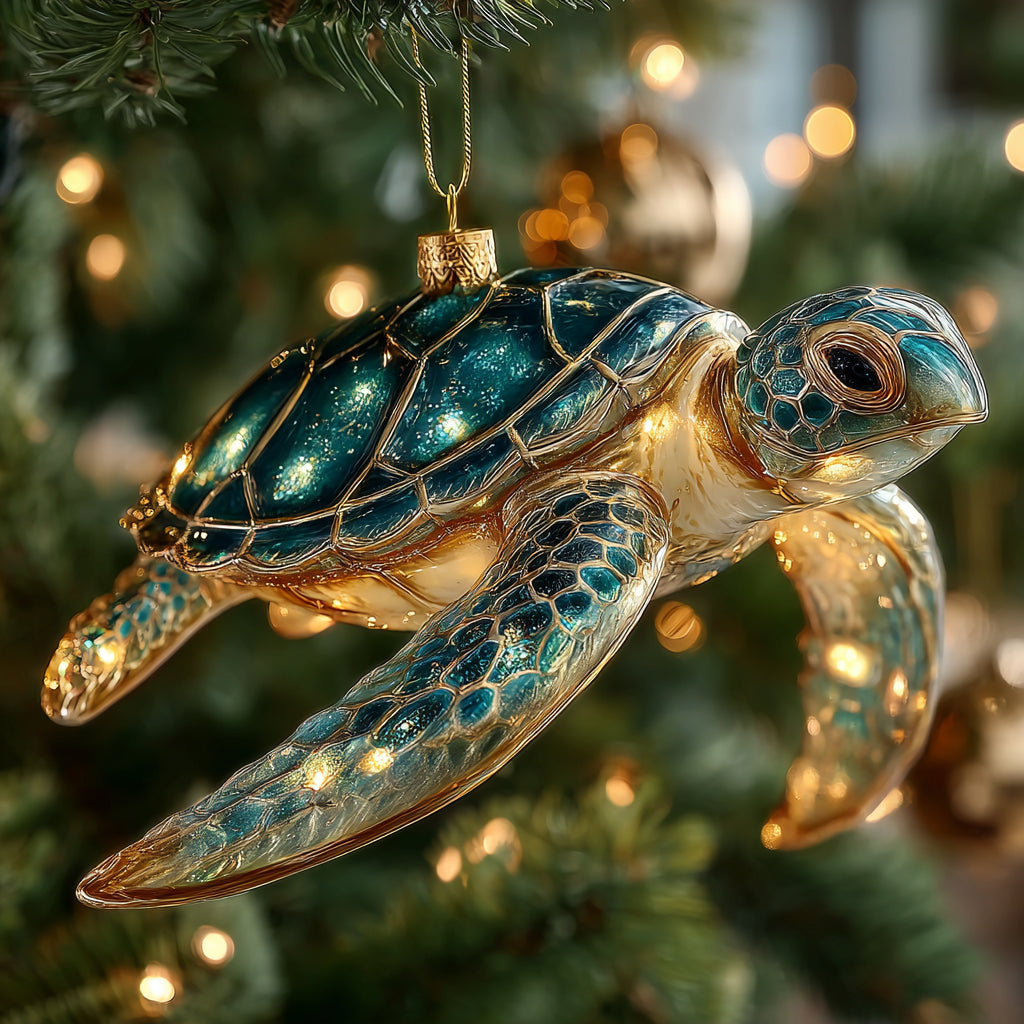 Golden Reef Turtle Mica Ornament NCU0HT088