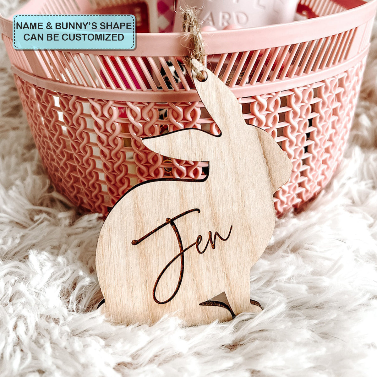 Cute Bunny Tag - Personalized Custom Basket Tag - Easter Gift For Family Members, Grandma, Mom