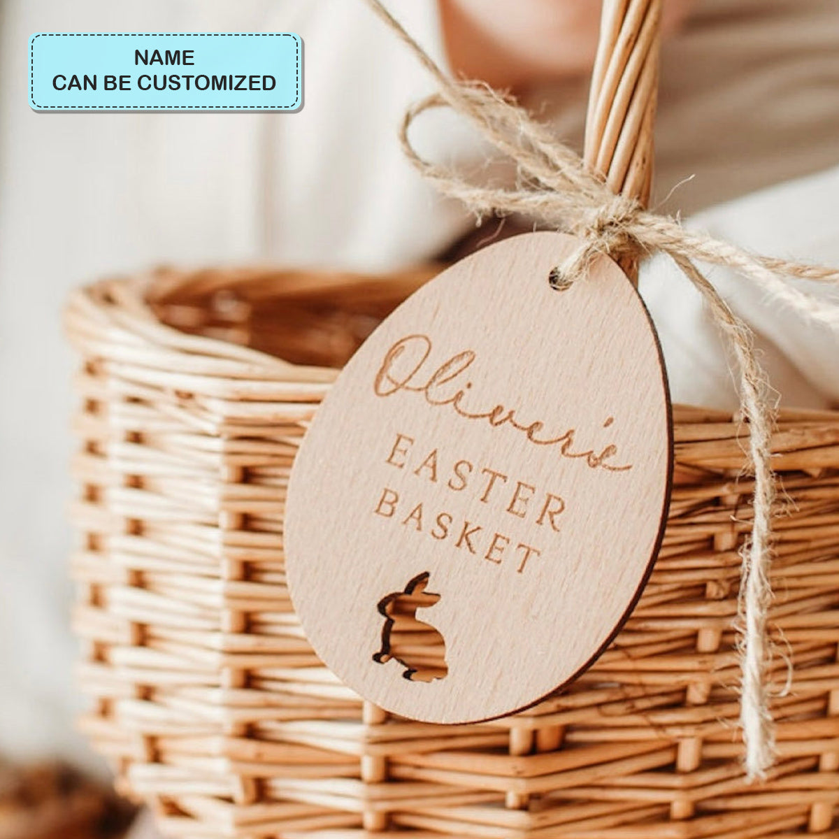 Kid's Easter Basket - Personalized Custom Basket Tag - Easter Gift For Family Members, Grandma, Mom