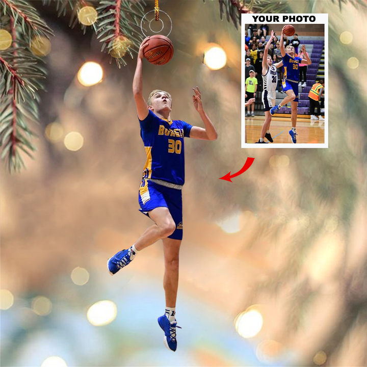 Hoops Fever - Personalized Photo Mica Ornament - Gift For Basketball Players, Basketball Lovers, Family Members