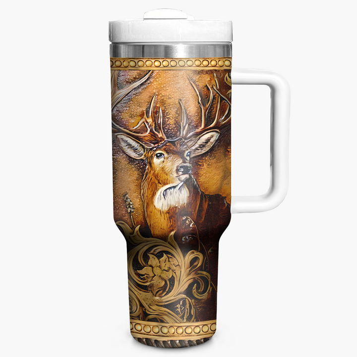 Deer Head -  Tumbler With Handle - Gift for Hunting Lovers - NCU0DV011