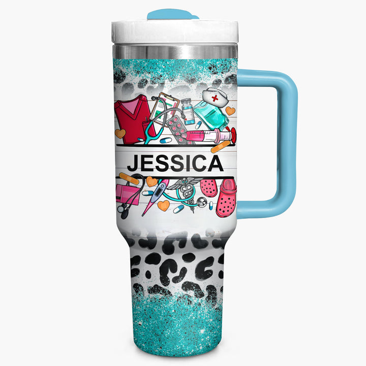 Healthcare Hero - Personalized Tumbler With Handle - Gift for Nurse NCU0PT37