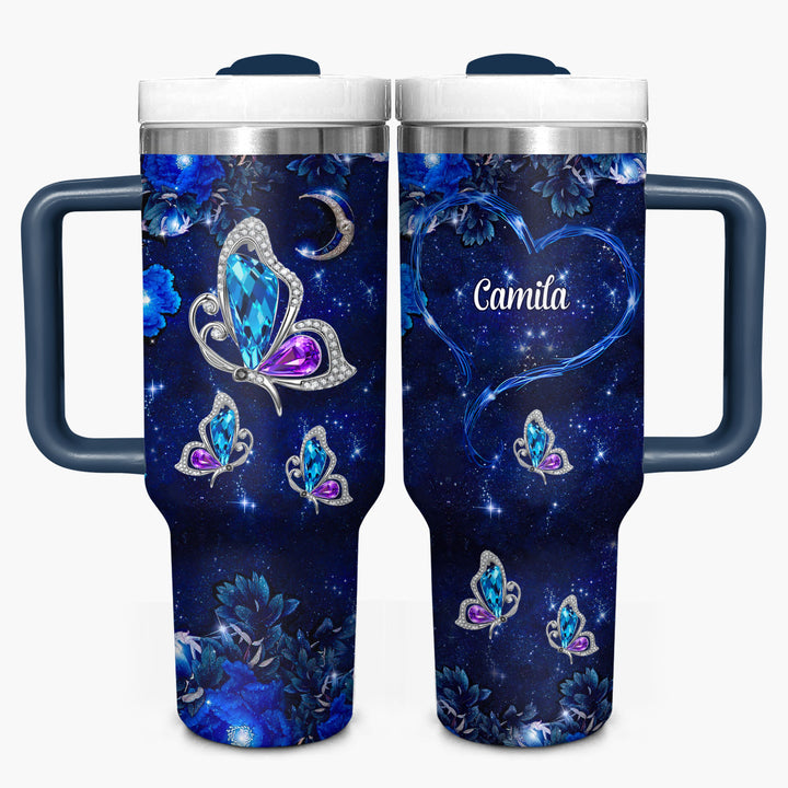 Butterfly Gems - Personalized Tumbler with Handle - NCU0DK030
