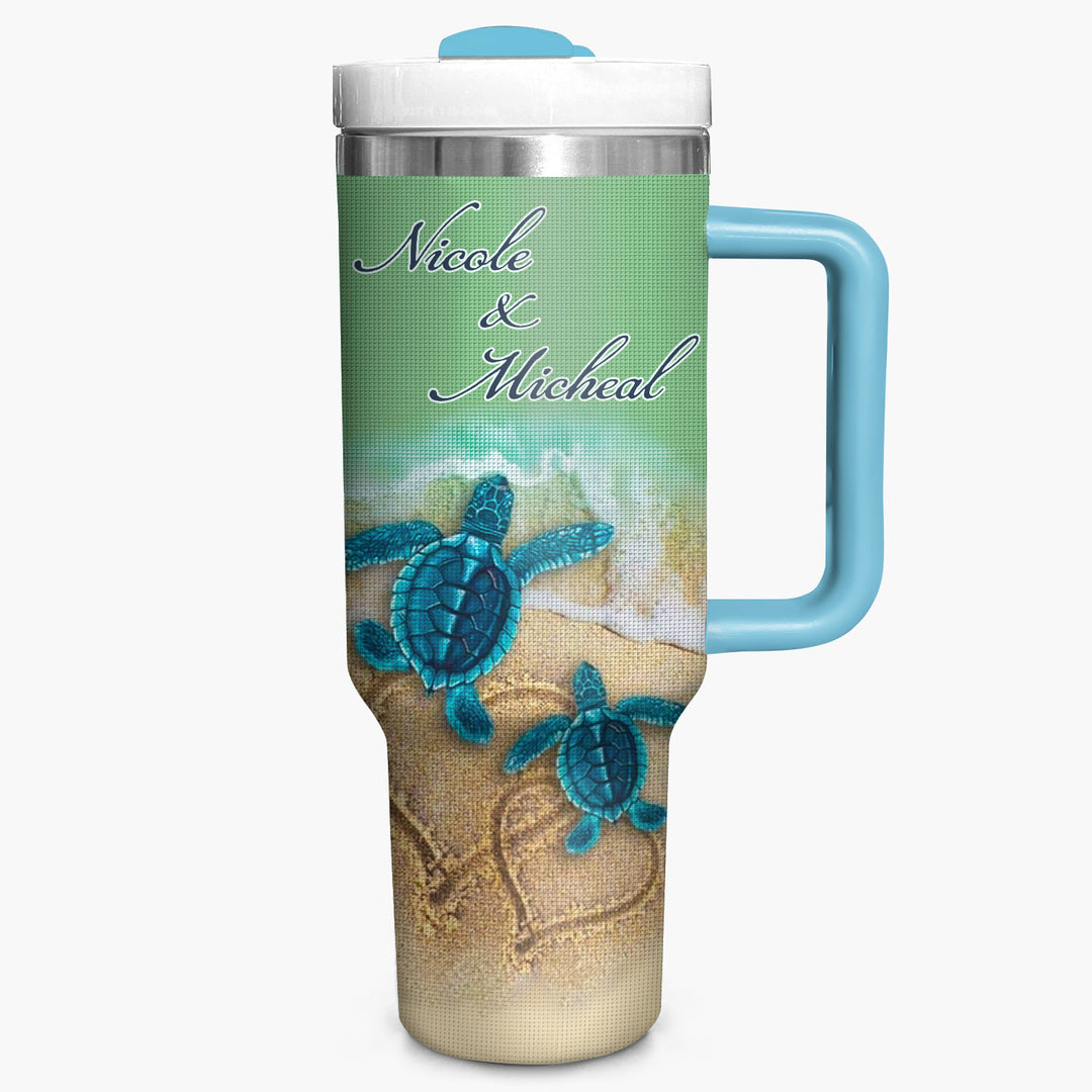 Turtle Trails - Personalized Tumbler with Handle - NCU0TT014