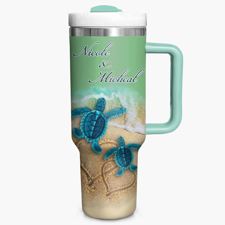Turtle Trails - Personalized Tumbler with Handle - NCU0TT014
