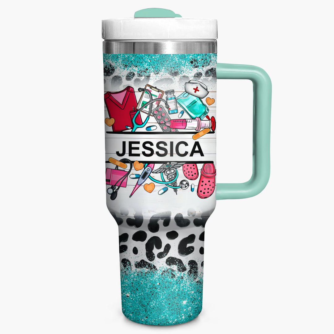 Healthcare Hero - Personalized Tumbler With Handle - Gift for Nurse NCU0PT37