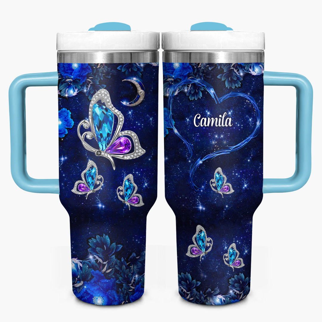 Butterfly Gems - Personalized Tumbler with Handle - NCU0DK030