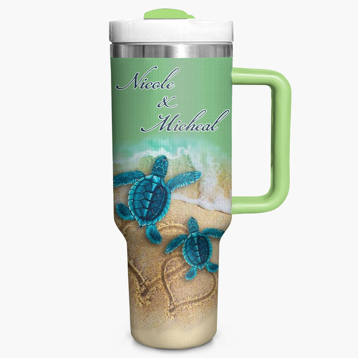 Turtle Trails - Personalized Tumbler with Handle - NCU0TT014