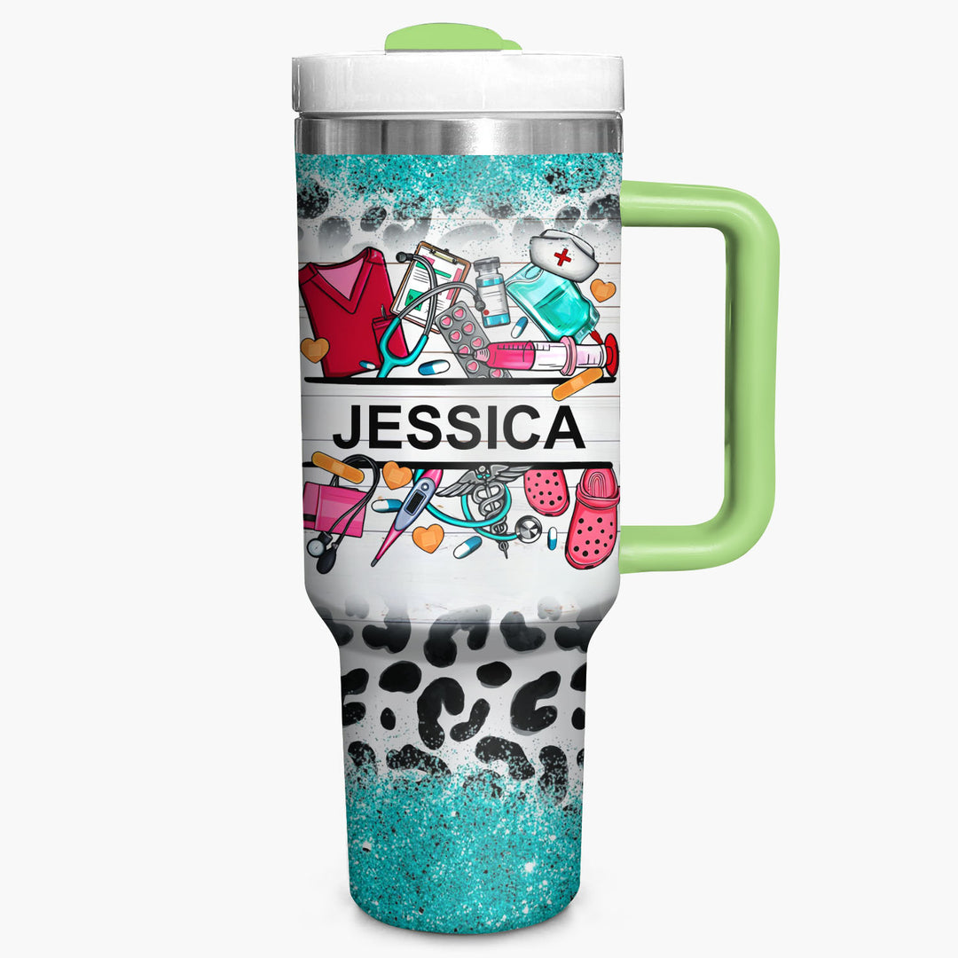 Healthcare Hero - Personalized Tumbler With Handle - Gift for Nurse NCU0PT37