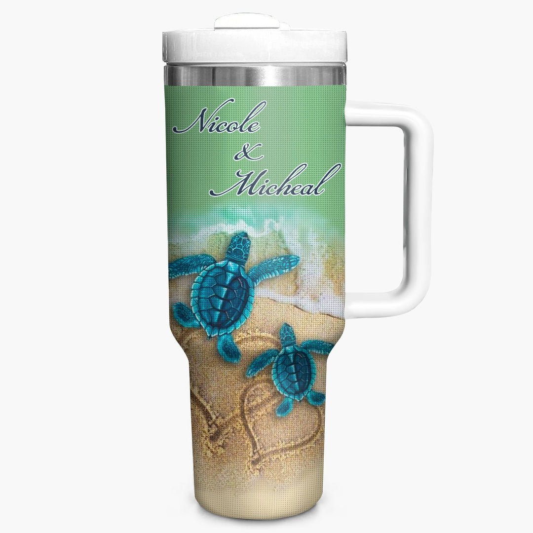 Turtle Trails - Personalized Tumbler with Handle - NCU0TT014