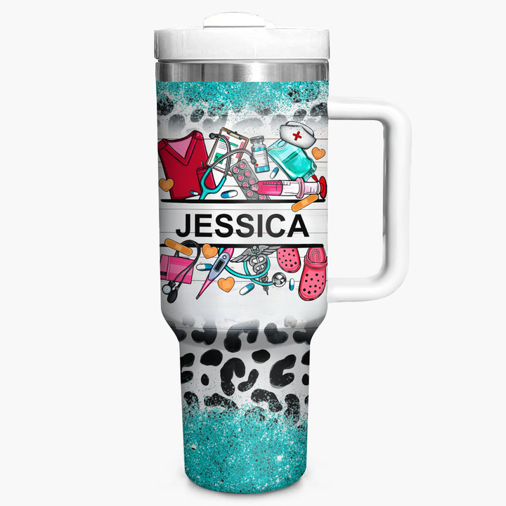 Healthcare Hero - Personalized Tumbler With Handle - Gift for Nurse NCU0PT37