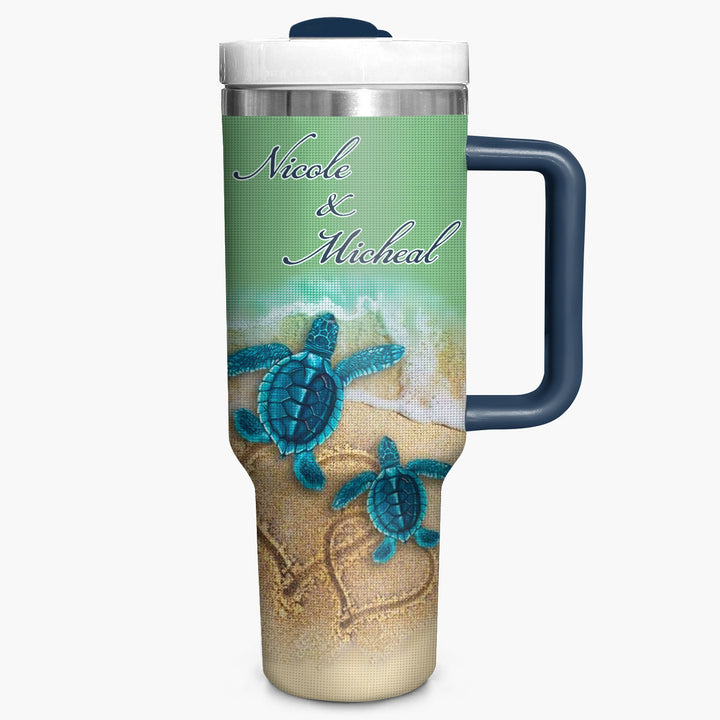 Turtle Trails - Personalized Tumbler with Handle - NCU0TT014
