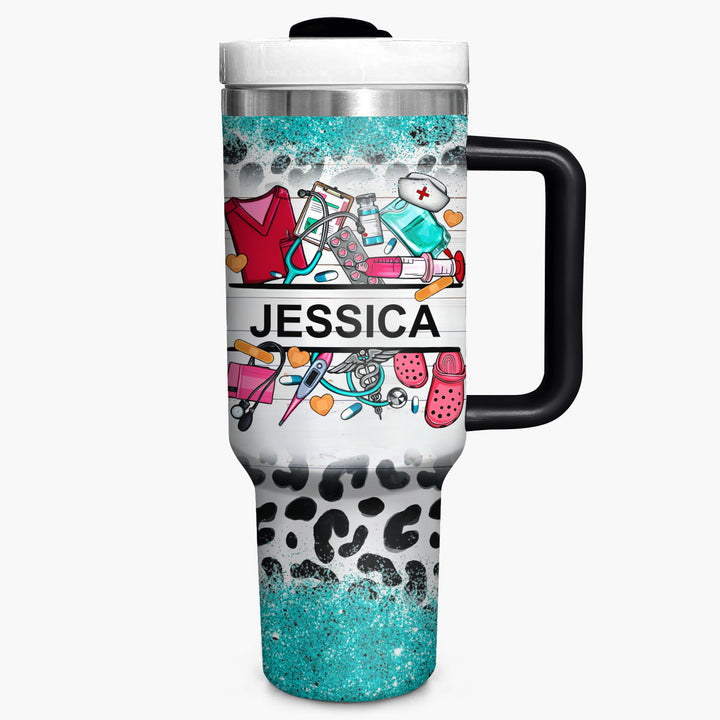 Healthcare Hero - Personalized Tumbler With Handle - Gift for Nurse NCU0PT37