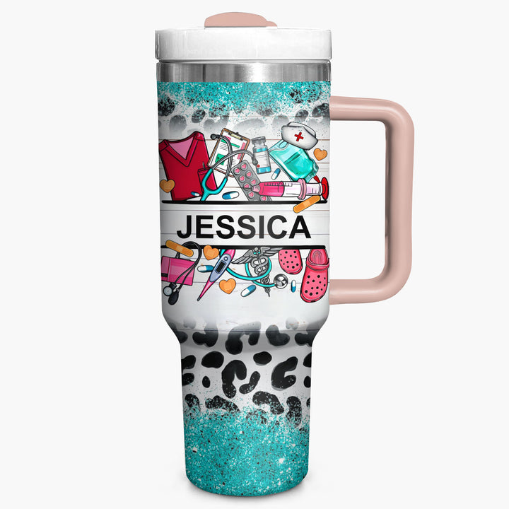 Healthcare Hero - Personalized Tumbler With Handle - Gift for Nurse NCU0PT37