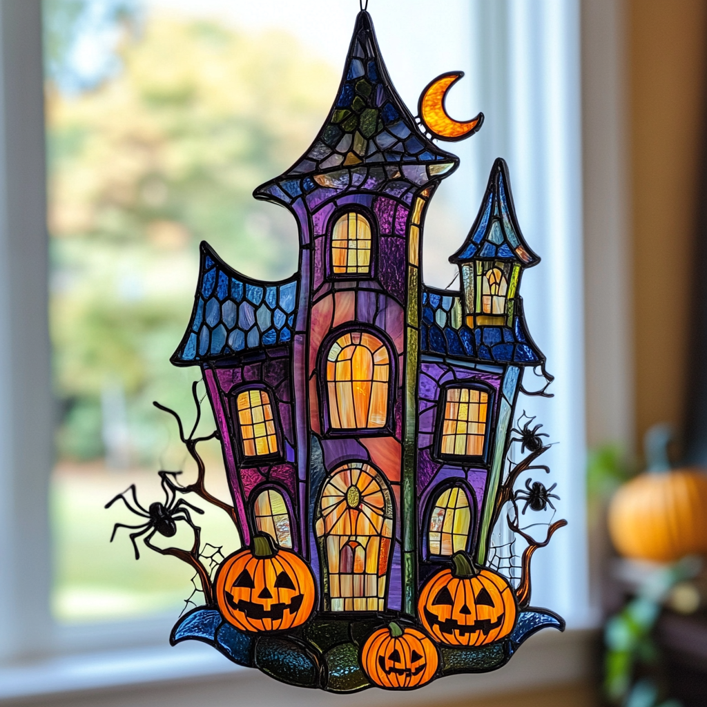 Halloween Moon House - Window Hanging Suncatcher NCU0PD120