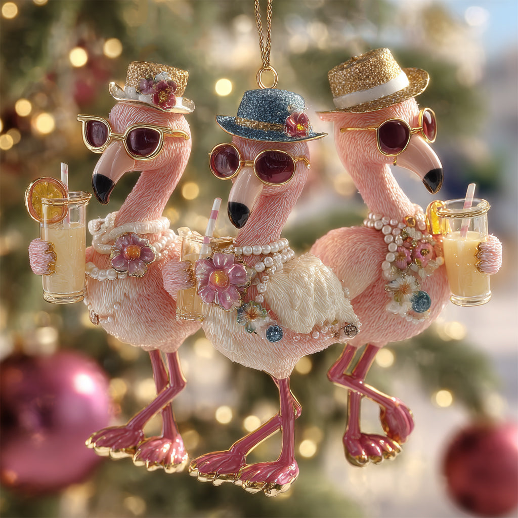 Holiday Flamingo Fiesta Mica Ornament NCU0HT113