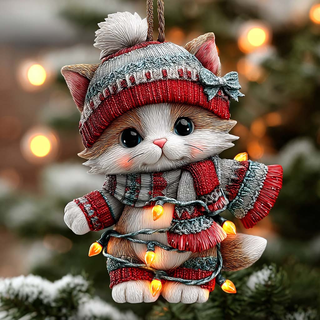 Holly Cat Mica Ornament NCU0HT080