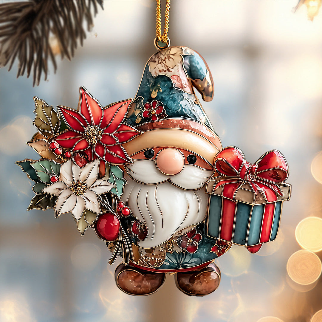 Holly Gift Gnome Mica Ornament NCU0DH310