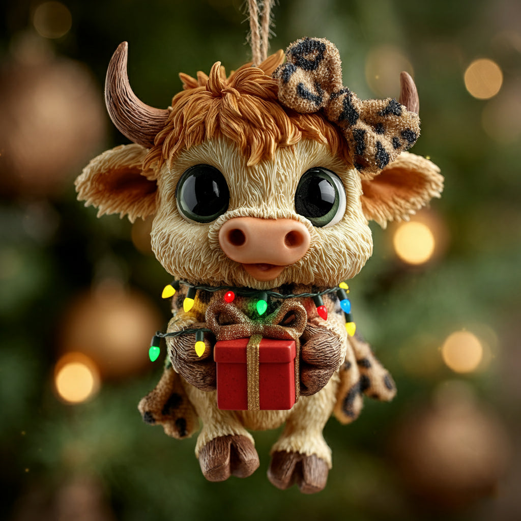 Holly Jolly Cow Mica Ornament NCU0HT127