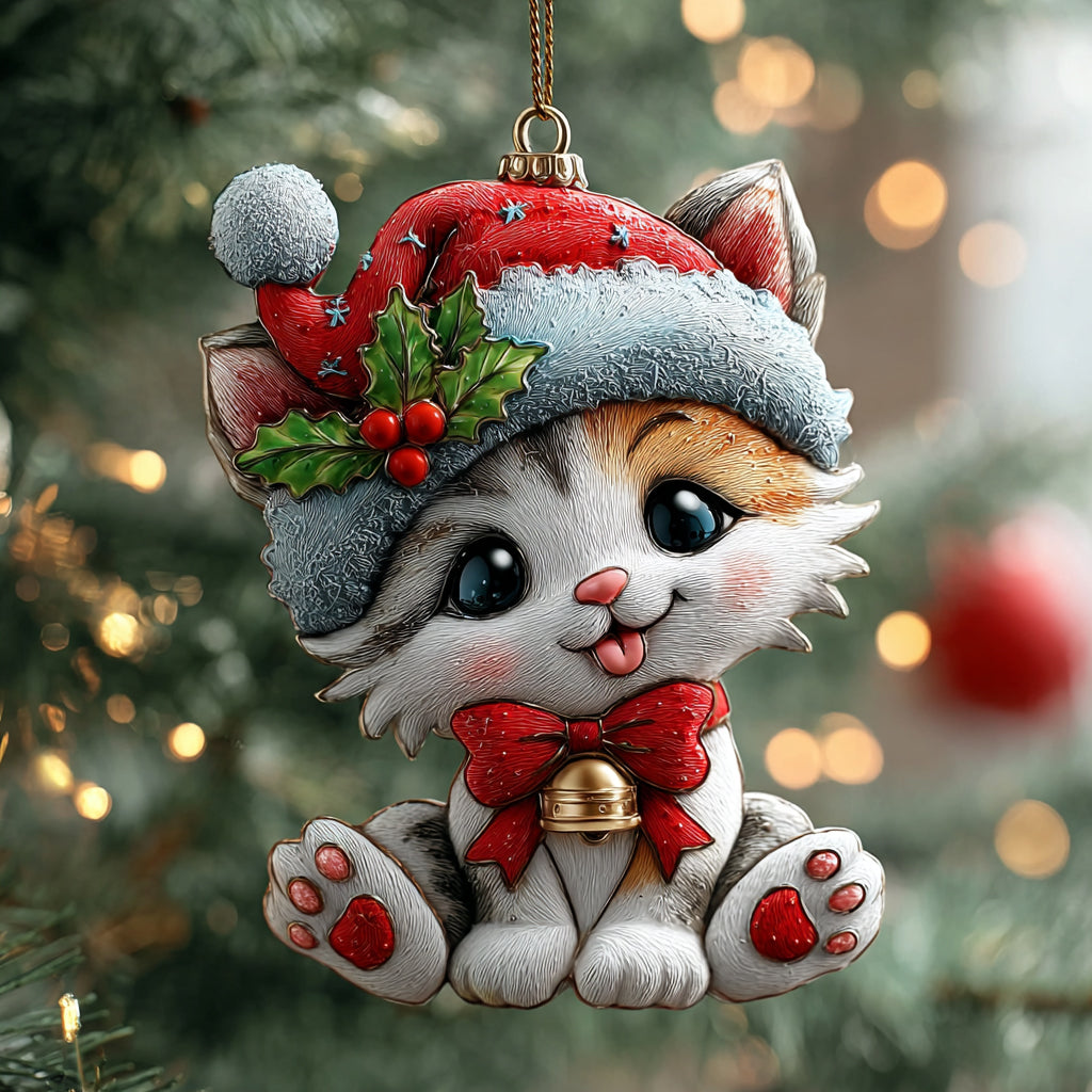 Holly Joy Kitty Mica Ornament NCU0HT122