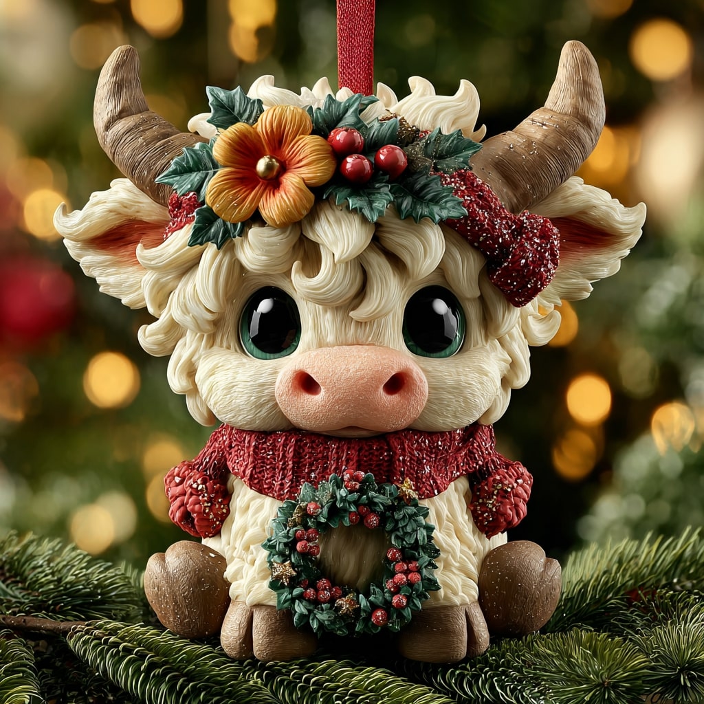 Joyful Cow Mica Ornament NCU0NL189