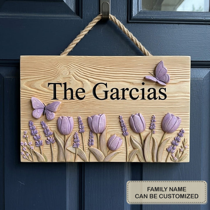 Lavender Tulip Personalized Custom Door Sign AGC0VL057