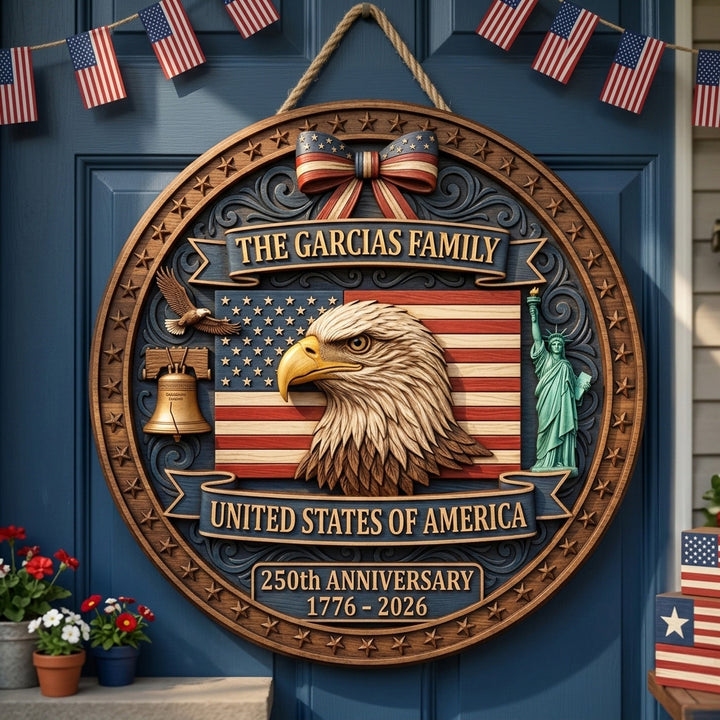 Liberty Eagle Portrait Personalized Custom Door Sign AGC0VL079