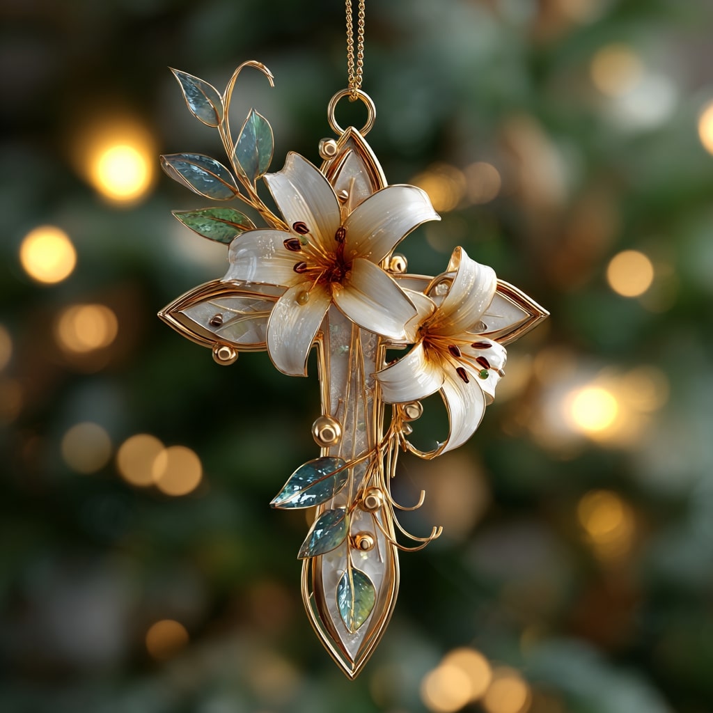 Lily Cross Mica Ornament NCU0NL165