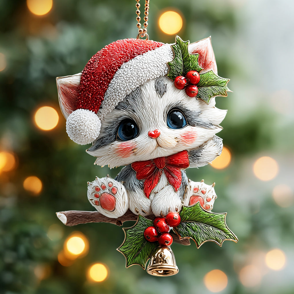 Lucky Holly Purr Mica Ornament NCU0HT121