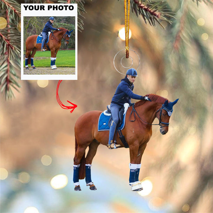 Majestic Rider - Personalized Photo Mica Ornament - Gift For Horse Lovers, Family Members