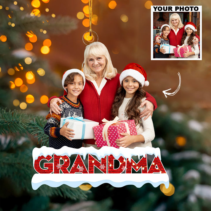 Grandma Christmas Ornament - Personalized Custom Photo Mica Ornament - Christmas Gift For Grandma UPL0HT002
