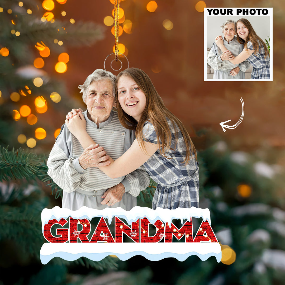 Grandma Christmas Ornament - Personalized Custom Photo Mica Ornament - Christmas Gift For Grandma UPL0HT002