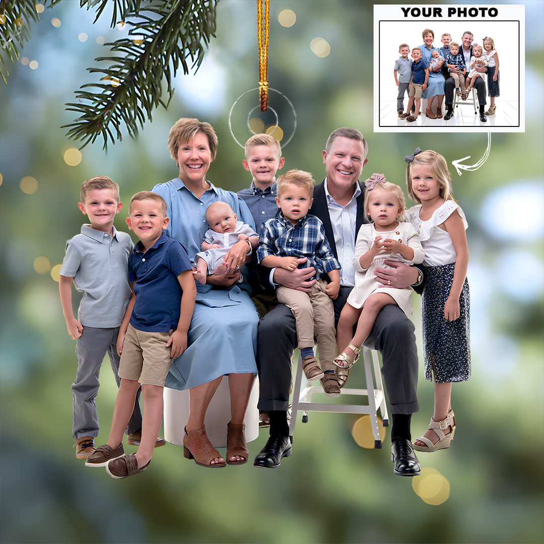 Customized Photo Ornament Family Special Moments V13 - Personalized Photo Mica Ornament - Christmas Gift For Family Members