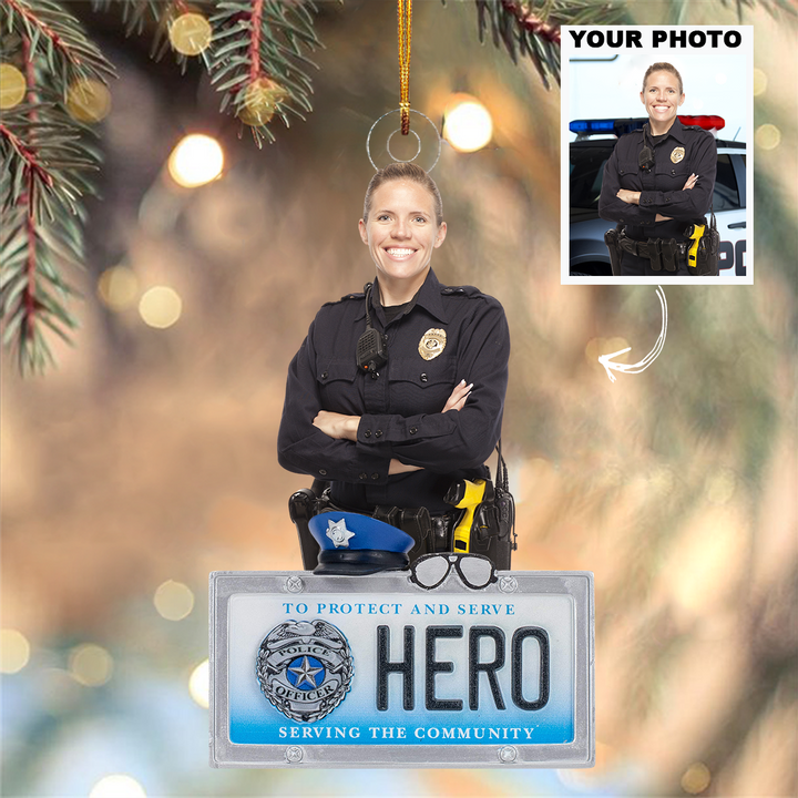 Personalized Photo Mica Ornament - Christmas, Birthday Gift For Family Members, Police Officers - Customized Your Photo Ornament UPL0AD002