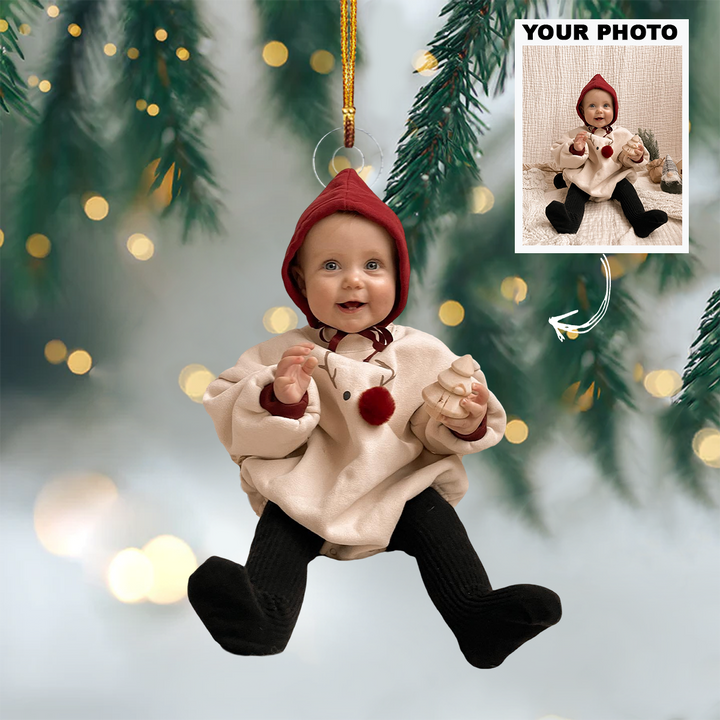 Customized Photo Ornament Baby Christmas - Personalized Photo Mica Ornament - Christmas Gift For Family Members