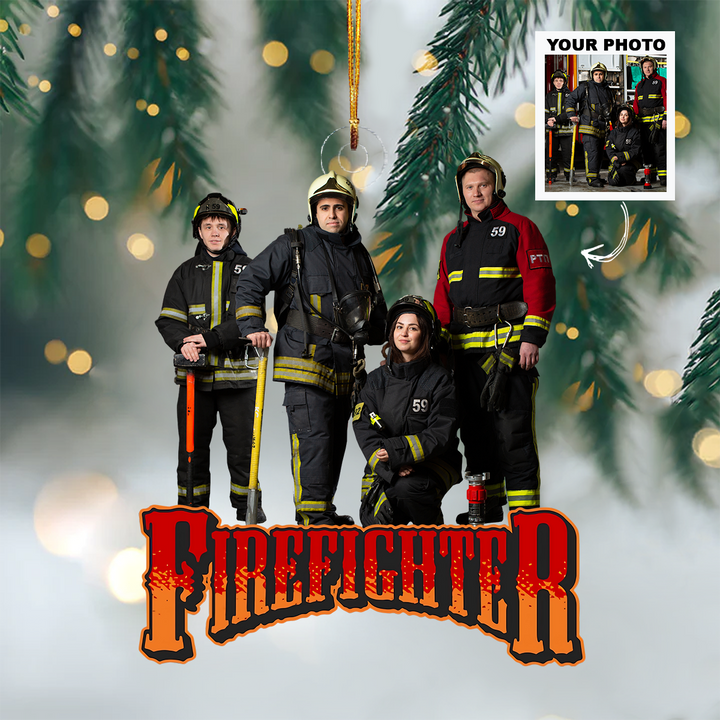 Personalized Photo Mica Ornament - Christmas, Birthday Gift For Family Members, Firefighters - Customized Your Photo Ornament UPL0AD001