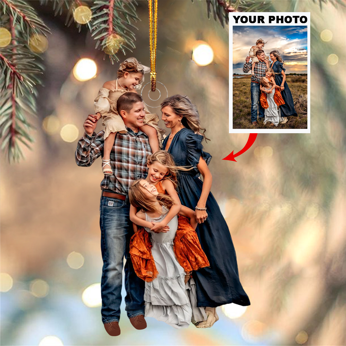 Our Family V39 - Personalized Photo Mica Ornament - Christmas Gift For Family Members