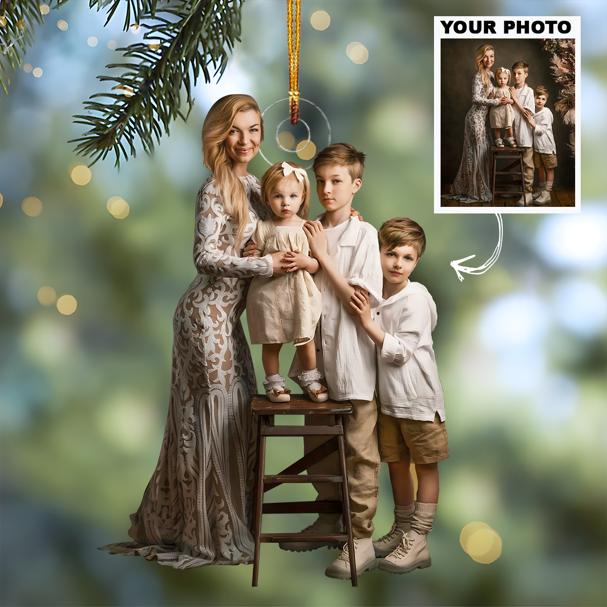 Customized Photo Ornament Family Special Moments V11 - Personalized Photo Mica Ornament - Christmas Gift For Family Members