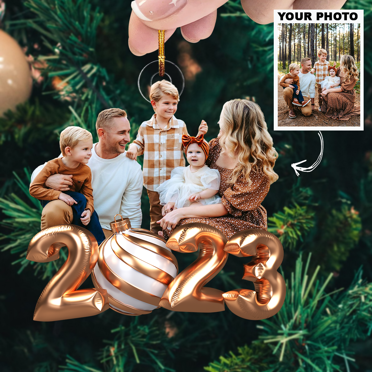 2023 Christmas Photo Ornament - Personalized Photo Mica Ornament - Christmas Gift For Family Members UPL0HD045