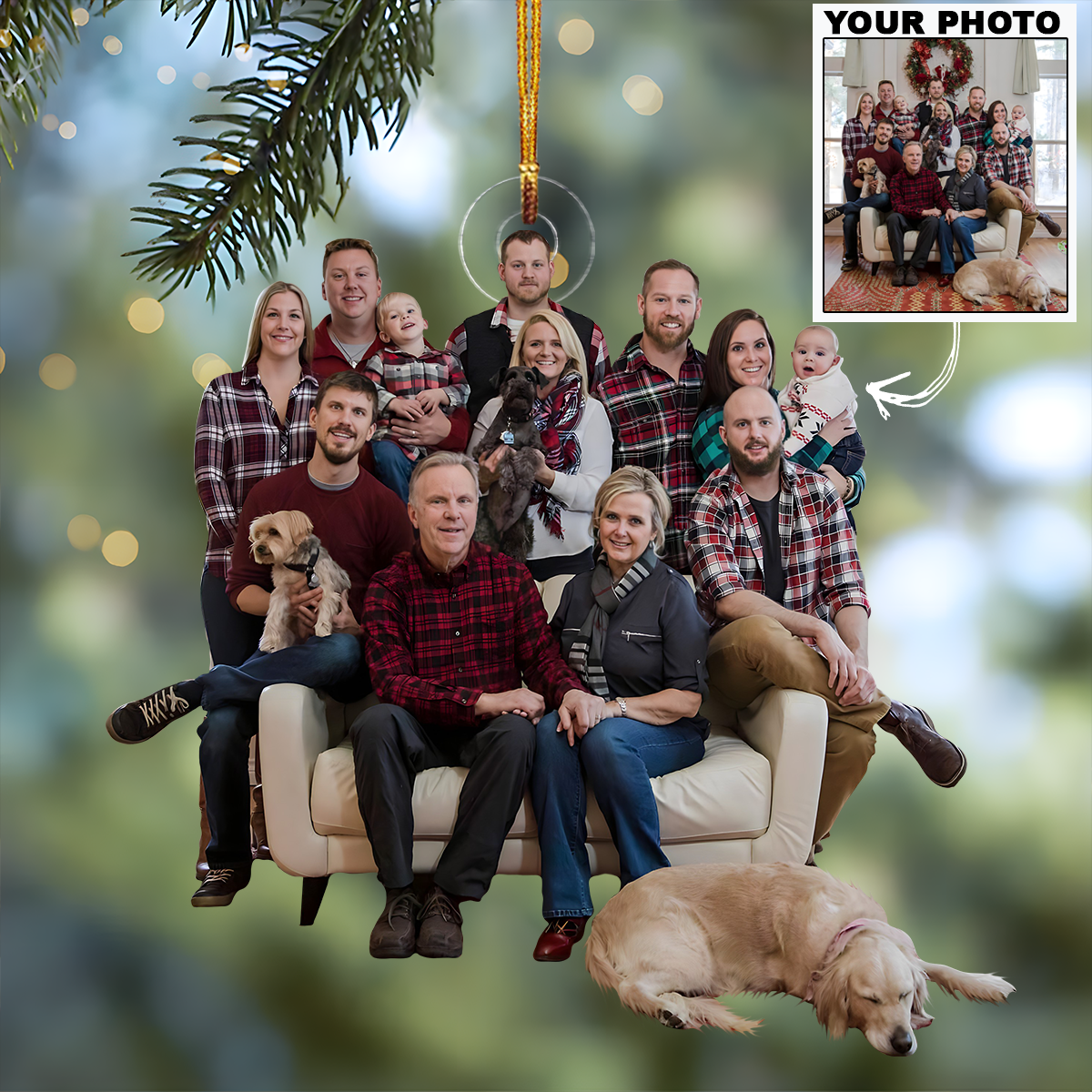 Customized Photo Ornament Family Special Moments V10 - Personalized Photo Mica Ornament - Christmas Gift For Family Members