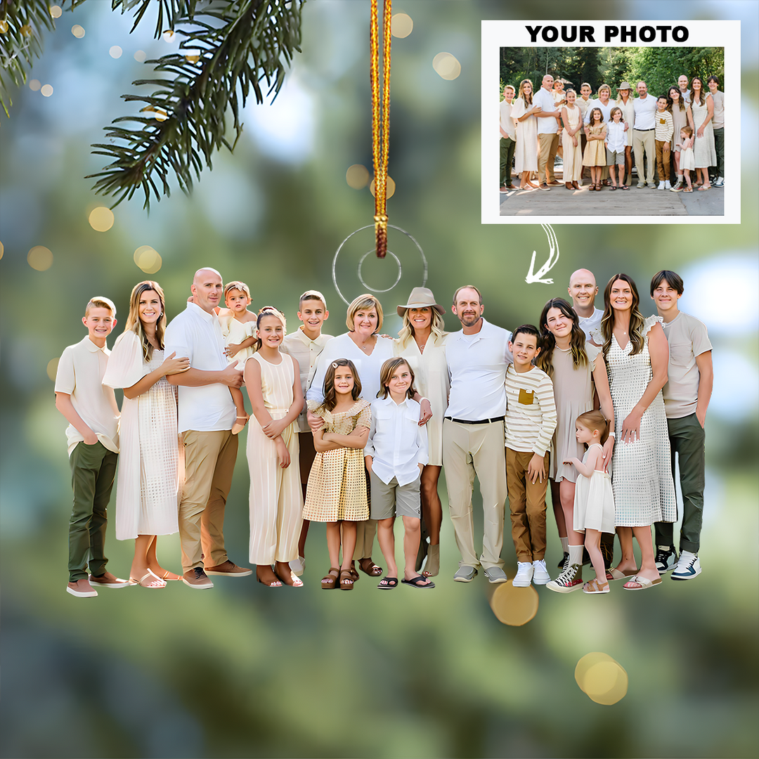 Customized Photo Ornament Family Generation V4 - Personalized Photo Mica Ornament - Christmas Gift For Family Members