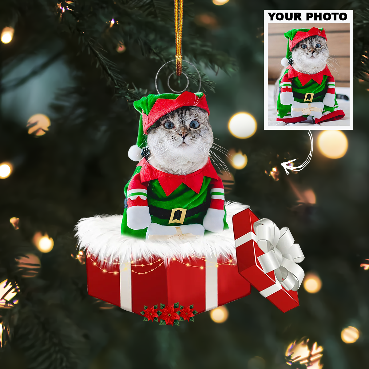 Pet Christmas Gift - Personalized Photo Mica Ornament - Christmas Gift For Pet Lovers, Cat Mom, Dog Mom UPL0HD040
