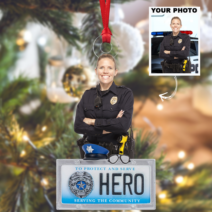 Personalized Photo Mica Ornament - Christmas, Birthday Gift For Family Members, Police Officers - Customized Your Photo Ornament UPL0AD002