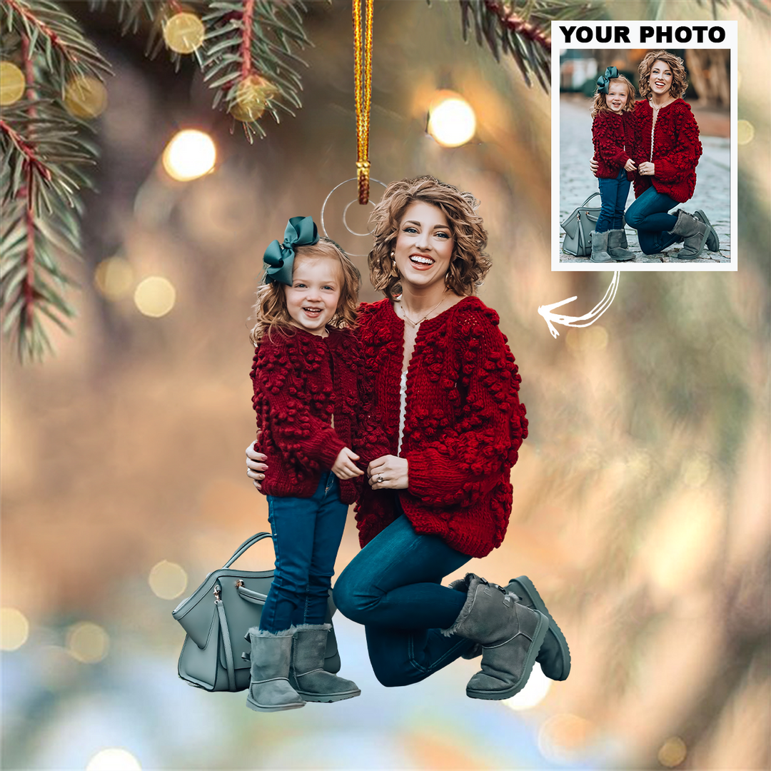 Customized Photo Ornament Mom & Her Babies - Personalized Photo Mica Ornament - Christmas Gift For Family Members, Mom, Grandma