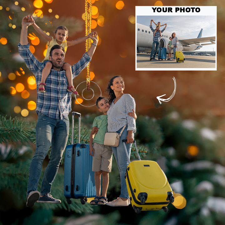 Traveling Family - Personalized Photo Mica Ornament - Customized Your Photo Ornament - Christmas Gift For Family Members, Travel Lovers