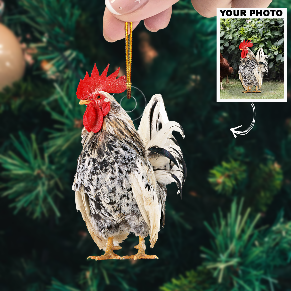 Customized Photo Ornament - Personalized Photo Mica Ornament - Christmas Gift For Chicken Lovers, Chicken Mom